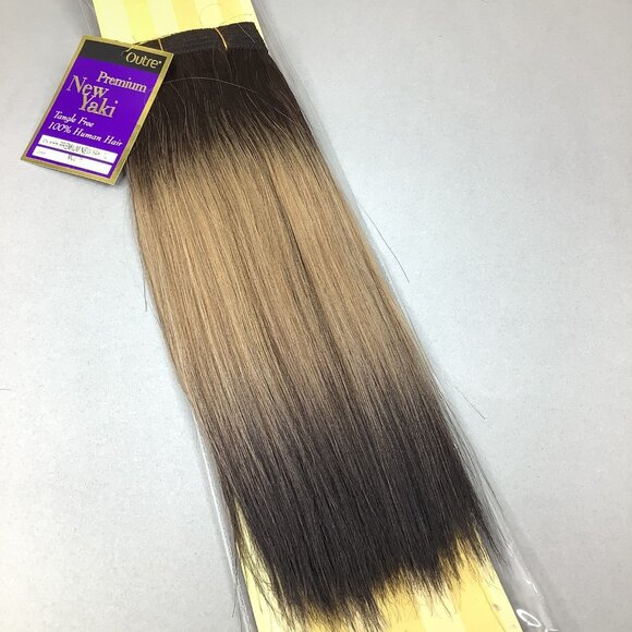 New Yaki 12” MO2716 Dark Root Blonde Yaki Straight 100% Human Hair Extensions - Picture 2 of 5